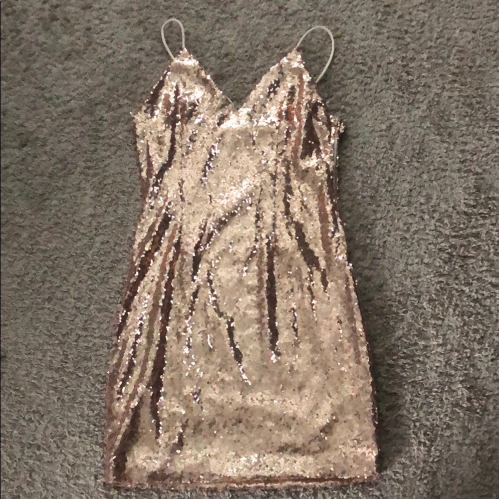 Windsor Party Sequence Dress | Rose Gold | Mini